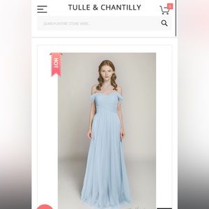 Azazie Tulle and Chantilly Long Off Shoulder Tulle Bridesmaid Dress